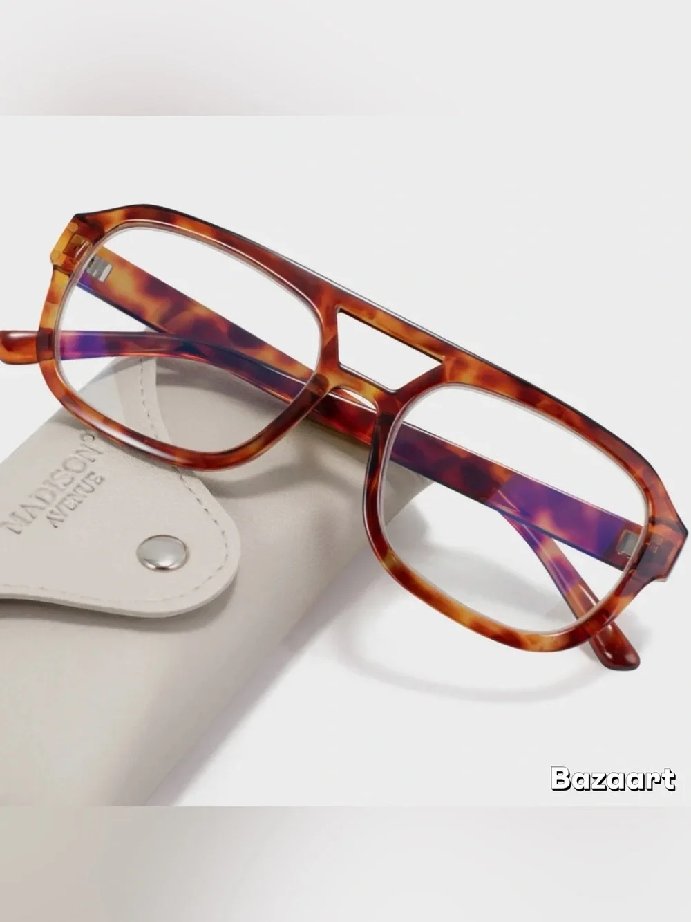 Madison Avenue Blue Light Blocking Glasses Brown Tortoise Square Frame set